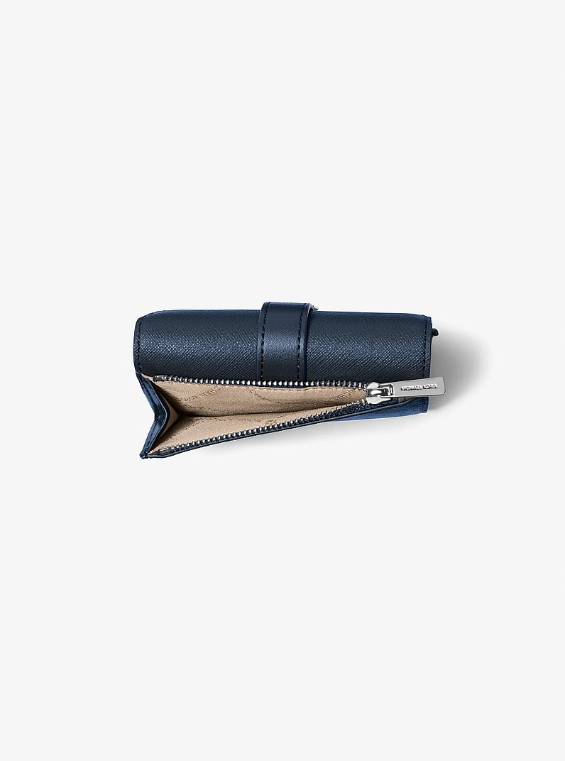 Greenwich Medium Leather Trifold Wallet in NAVY | Michael Kors