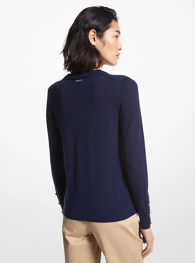 Pull en laine m&eacute;rinos m&eacute;lang&eacute;e in MIDNIGHTBLUE | Michael Kors