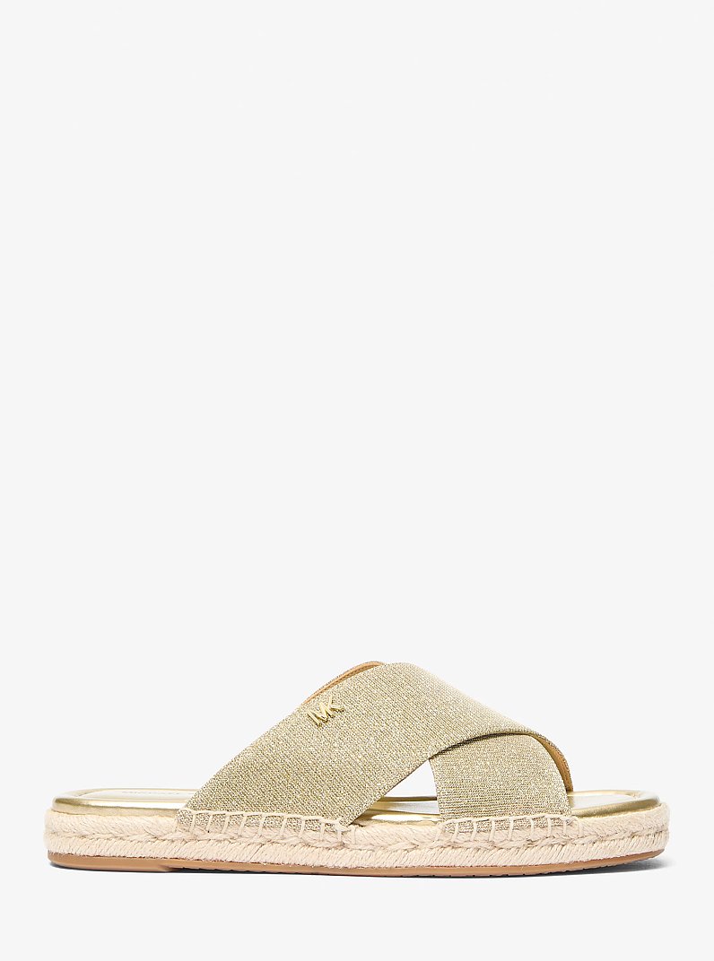 Kenzie Glitter Chain Mesh Sandal in PALE GOLD | Michael Kors
