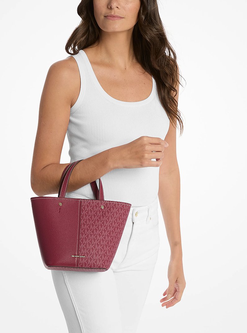 Flora Medium Signature Logo and Pebbled Leather Crossbody Bag in MULBERRY | Michael Kors