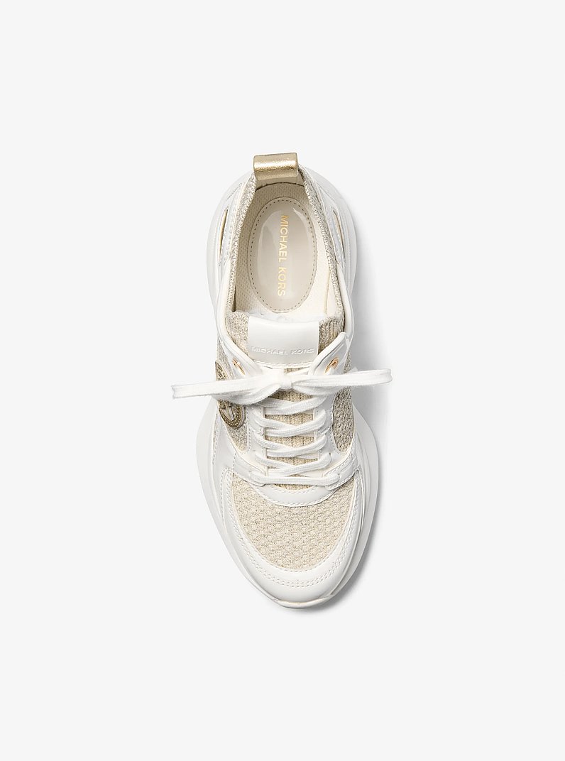 Zuma Metallic and Mesh Trainer in PALE GOLD | Michael Kors