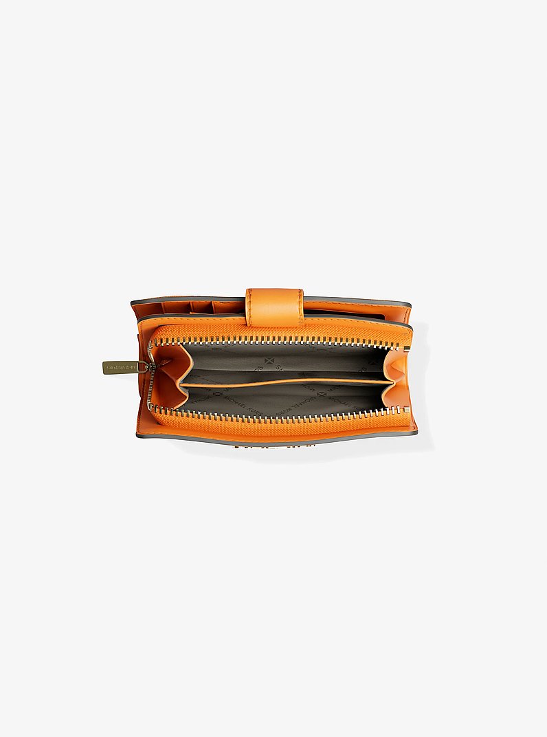 Jet Set Printed Signature Logo Bi-Fold Wallet in POP ORANGE | Michael Kors