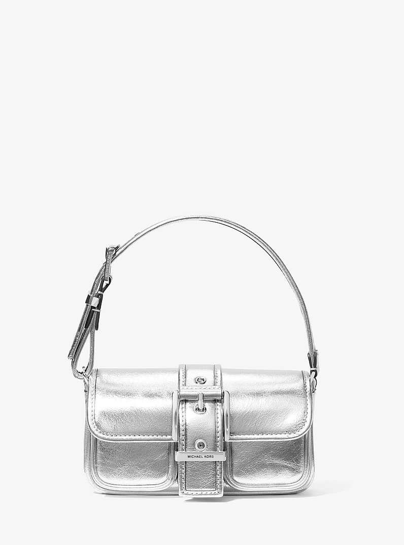 Colby Extra-Small Metallic Leather Shoulder Bag in SILVER | Michael Kors