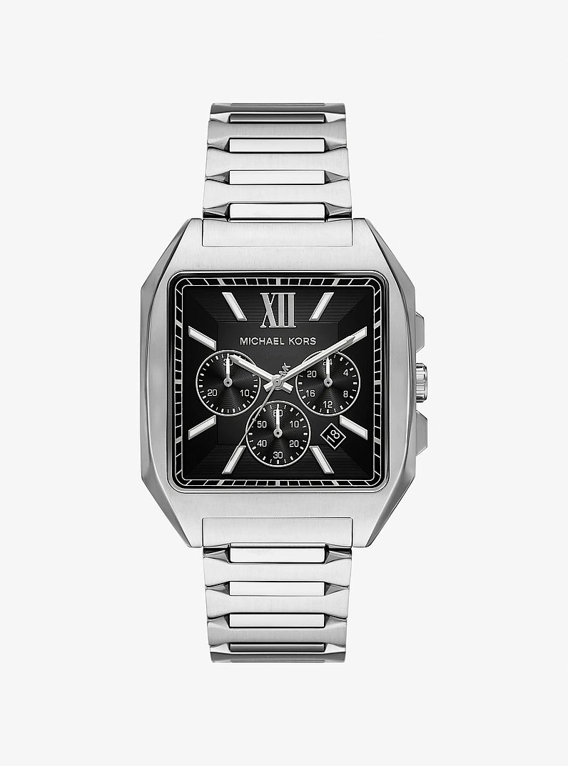 Hayes Oversized Silver-Tone Sport Watch in SILVER | Michael Kors