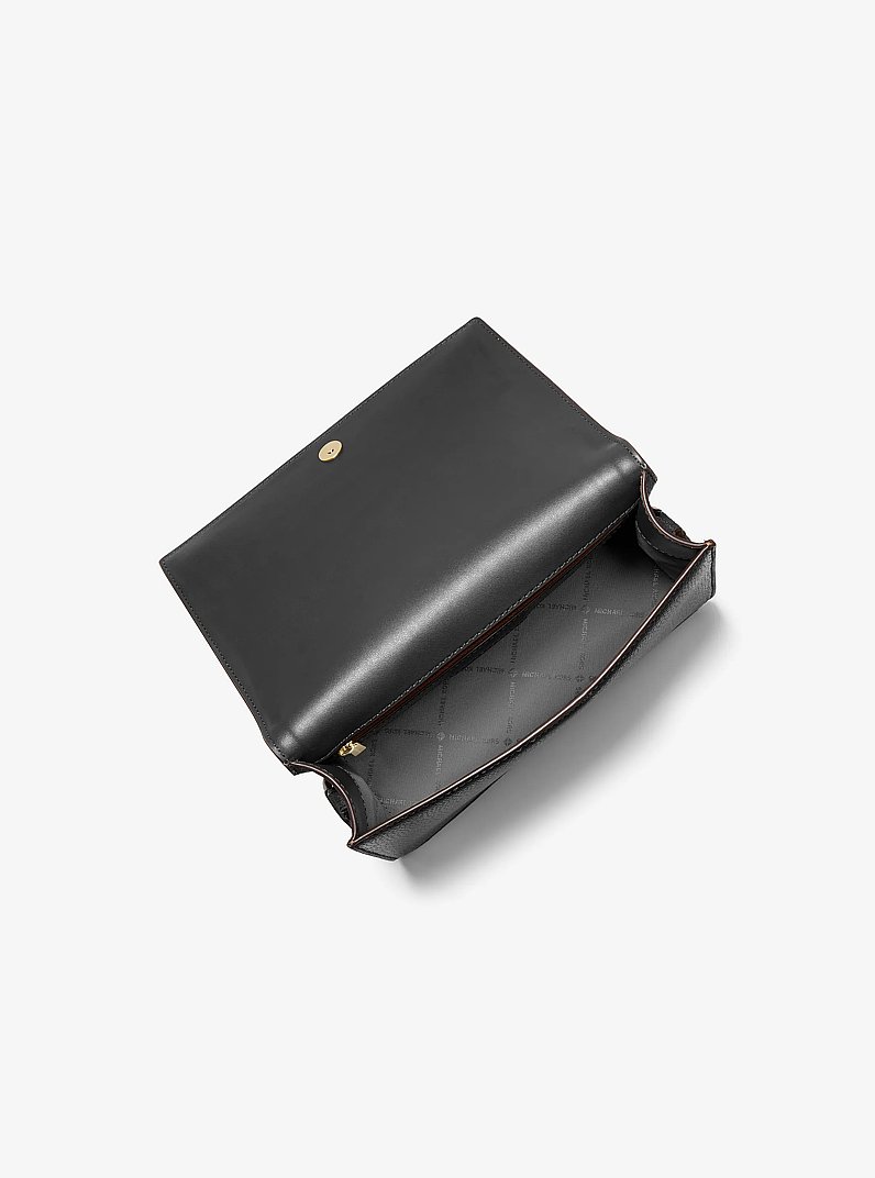 Borsa a tracolla Jet Set grande in pelle martellata e stampa logo in NERO | Michael Kors
