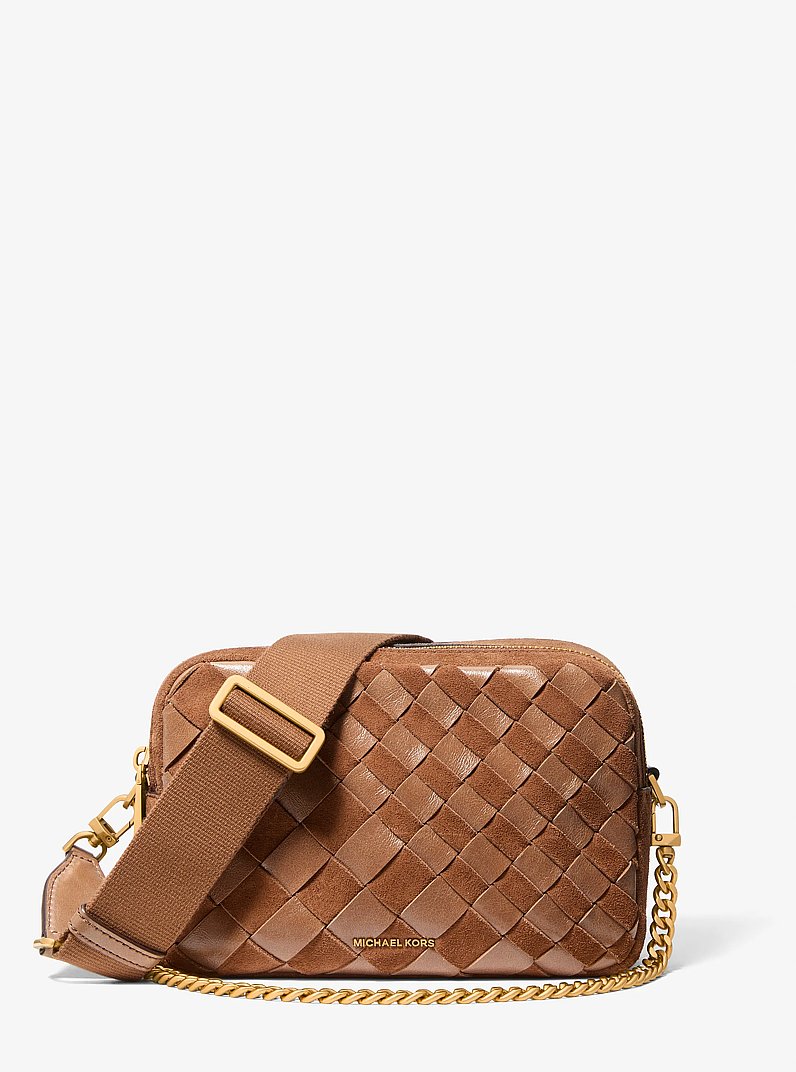 Kameratasche Bryant Medium aus gewebtem Wildleder in LUGGAGE | Michael Kors