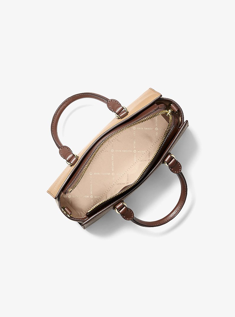 Arden Small Color-Block Messenger Bag in CAMEL MLT | Michael Kors