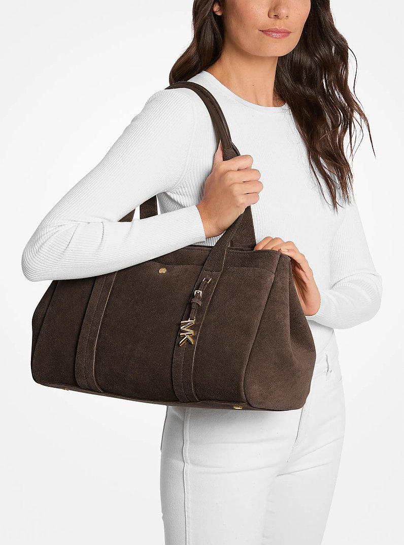 Romee Large Suede Tote Bag in CHOCOLATE | Michael Kors