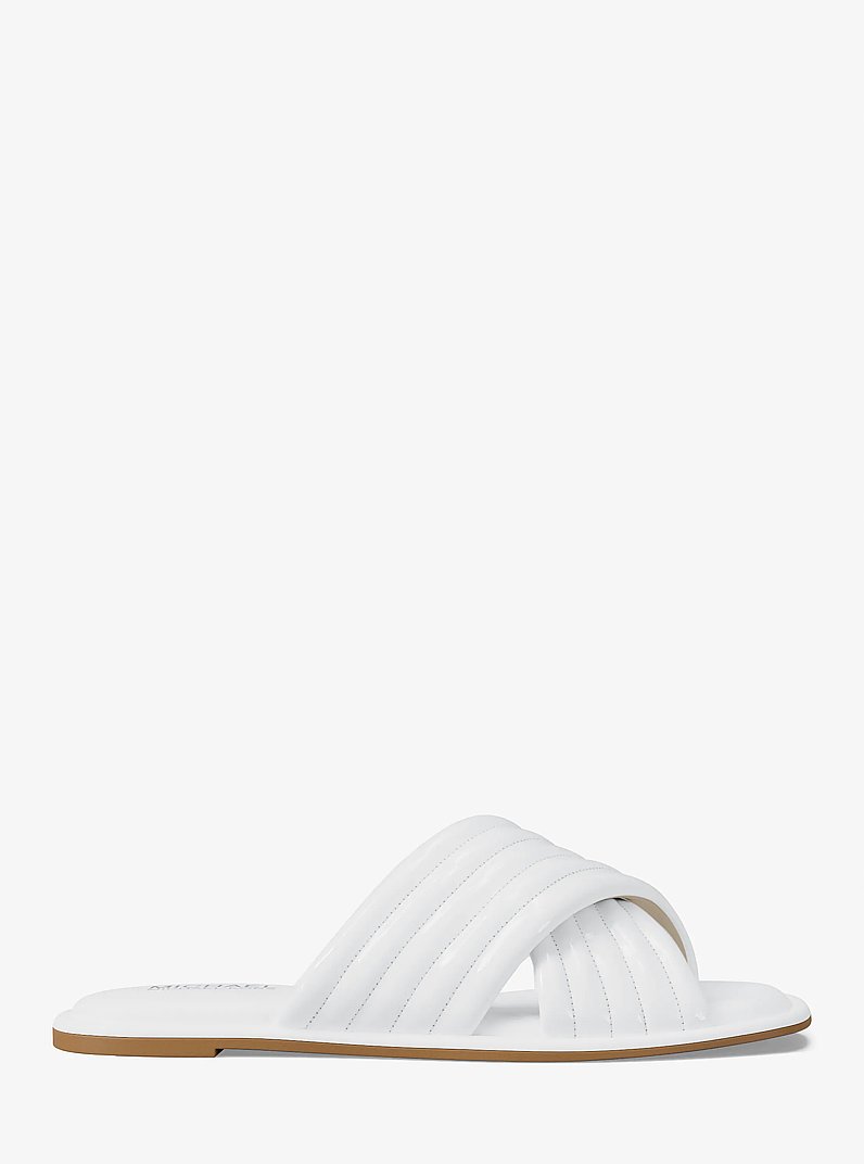 Portia Patent Slide Sandal in OPTIC WHITE | Michael Kors
