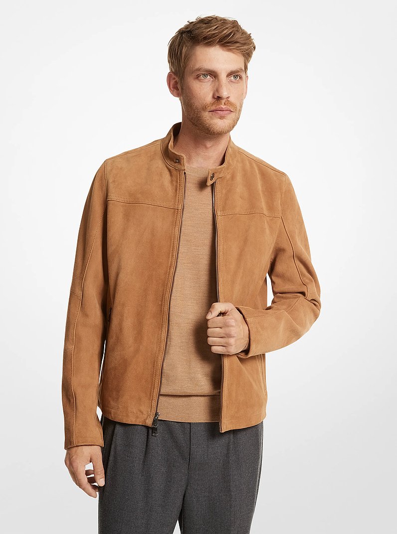 Suede Racer Jacket in DARK CAMEL - Sale | Michael Kors Canada [CA]