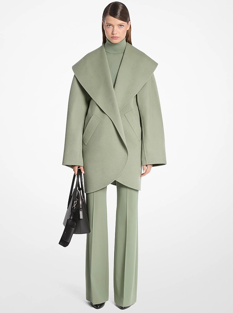Manteau ouvert en laine melton double face