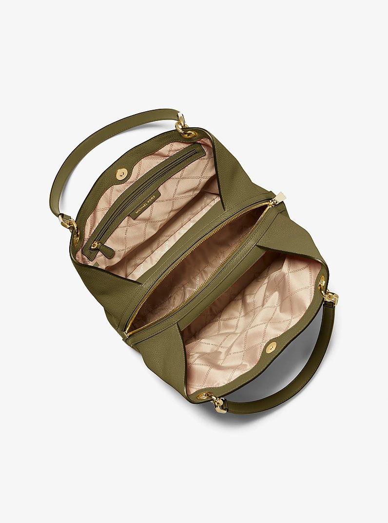 Kensington Large Pebbled Leather Tote Bag in SAFARI GREEN | Michael Kors