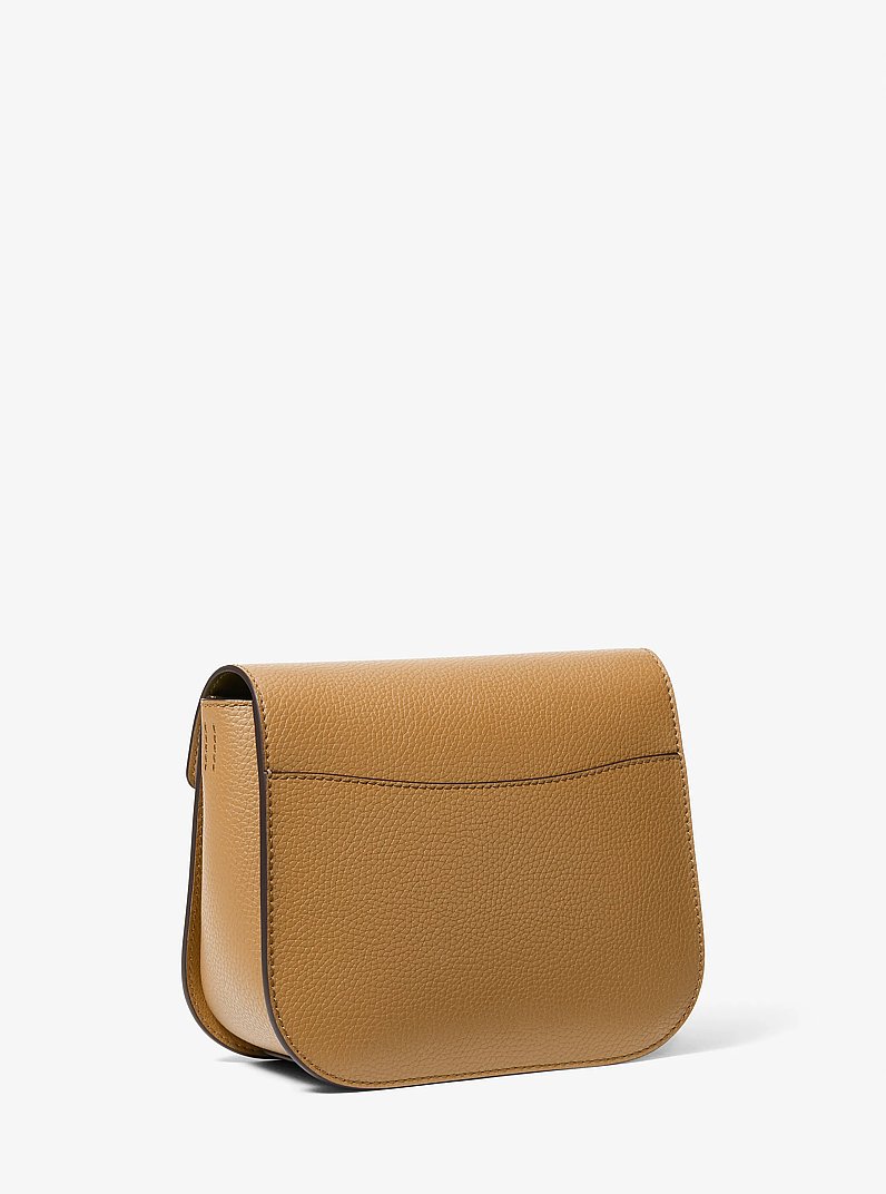 Emilia Small Pebbled Leather Saddle Crossbody Bag in BURNT KHAKI | Michael Kors