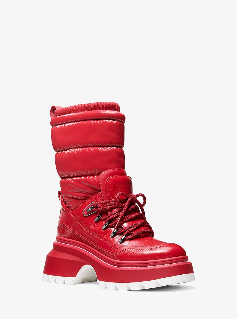 Shiloh Mixed-Media Boot in CRIMSON | Michael Kors