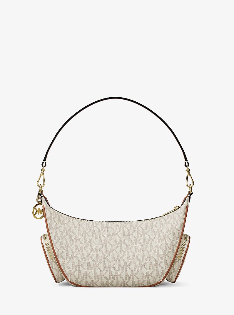 Merritt Small Signature Logo Convertible Shoulder Bag in VANILLA | Michael Kors
