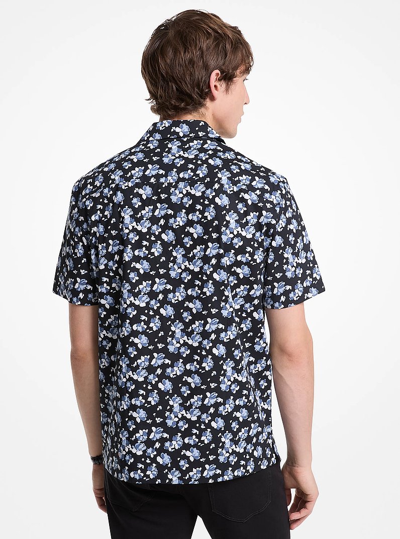 Floral Stretch Cotton Camp Shirt in CHAMBRAY | Michael Kors