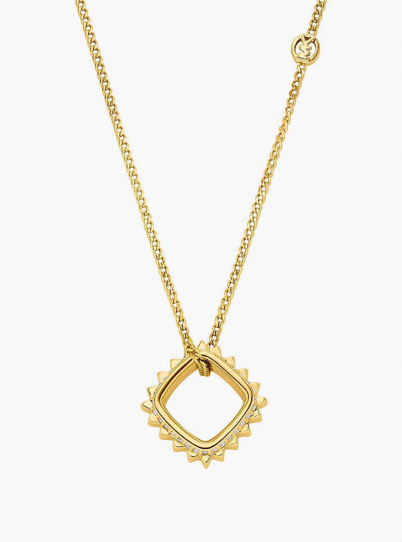 Pav&eacute; Gold-Tone Brass Ring Necklace in GOLD | Michael Kors