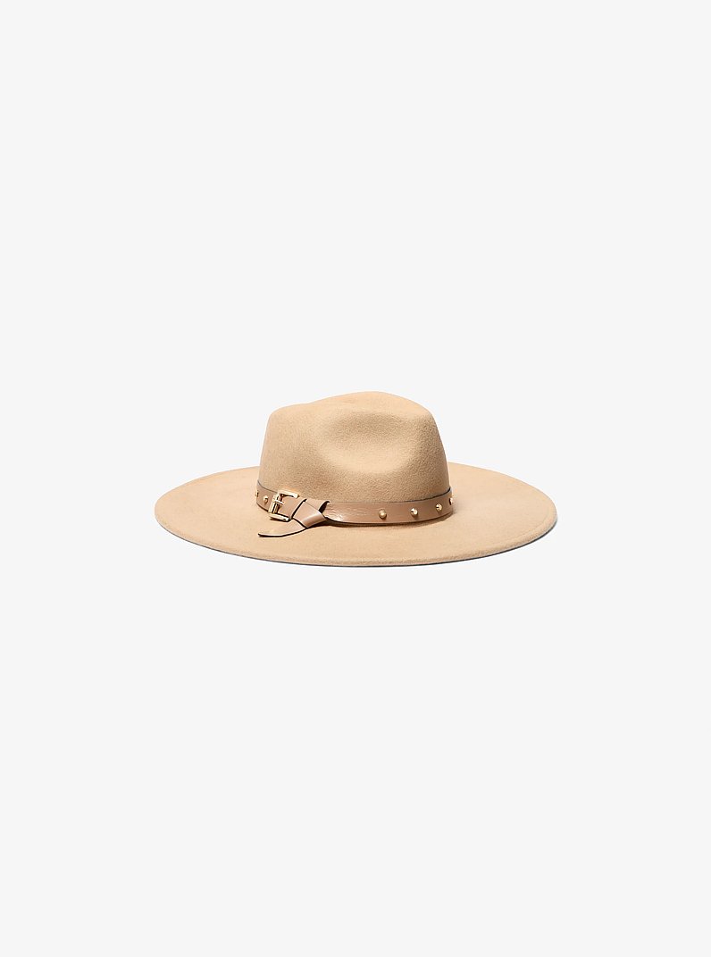 Studded Wool Fedora in DARK CAMEL | Michael Kors