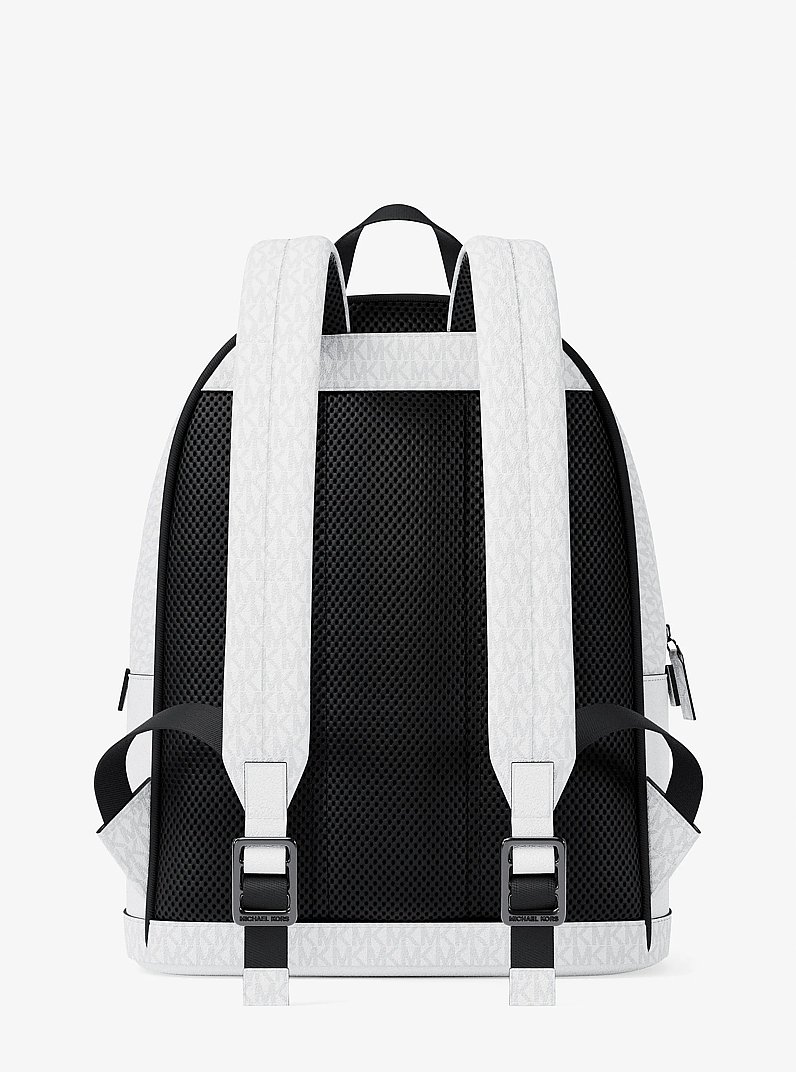 Cooper Medium Pebbled Leather and Signature Logo Commuter Backpack in BRIGHT WHT | Michael Kors