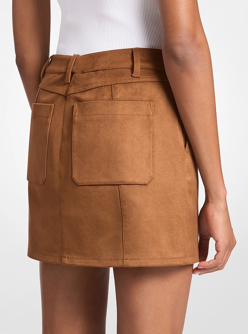 Minifalda de microgamuza de poli&eacute;ster in LUGGAGE | Michael Kors