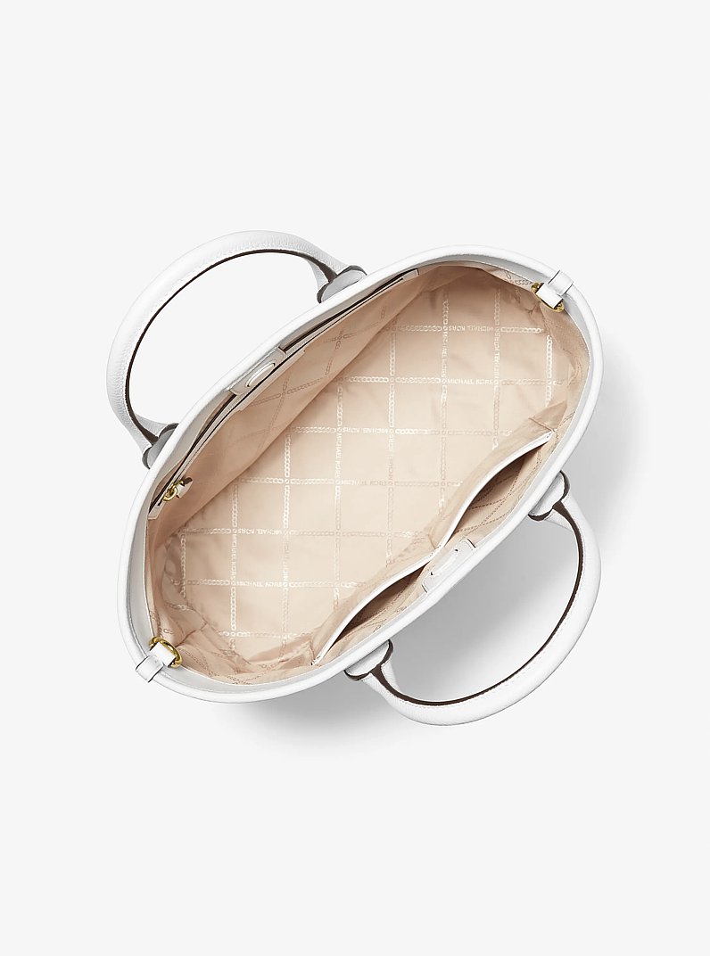 Luisa Medium Pebbled Leather Tote Bag in OPTIC WHITE | Michael Kors