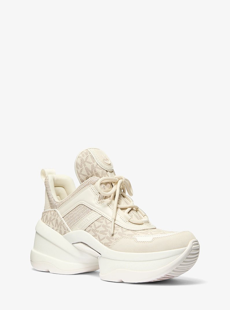 Olympia Mixed-Media Trainer in VANILLA COMBO | Michael Kors