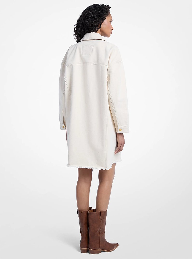 Oversized Frayed Denim Jacket in NATRINSWSH | Michael Kors