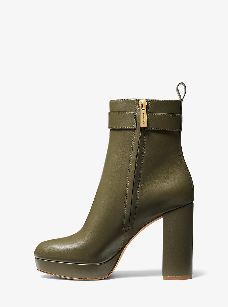 Parker Leather Platform Boot in OLIVE | Michael Kors