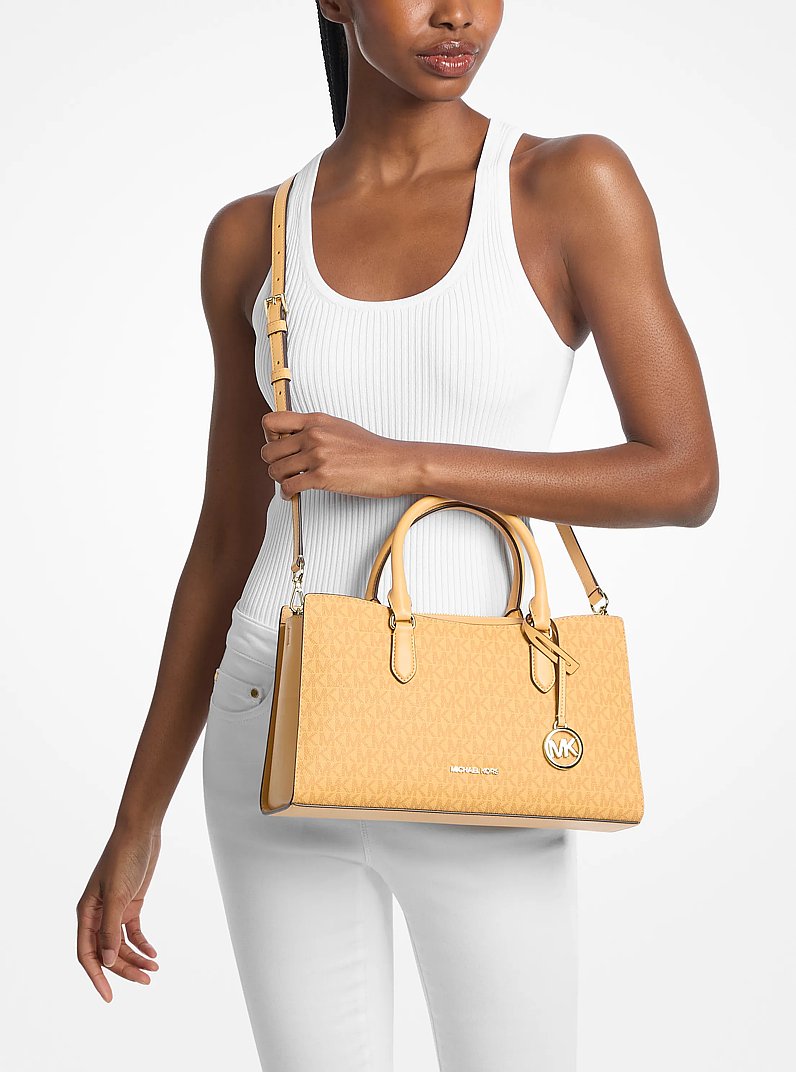 Sacoche Arden de taille moyenne &agrave; logo Signature et &agrave; fermeture &eacute;clair sur le dessus in BL&Eacute; AU MIEL | Michael Kors