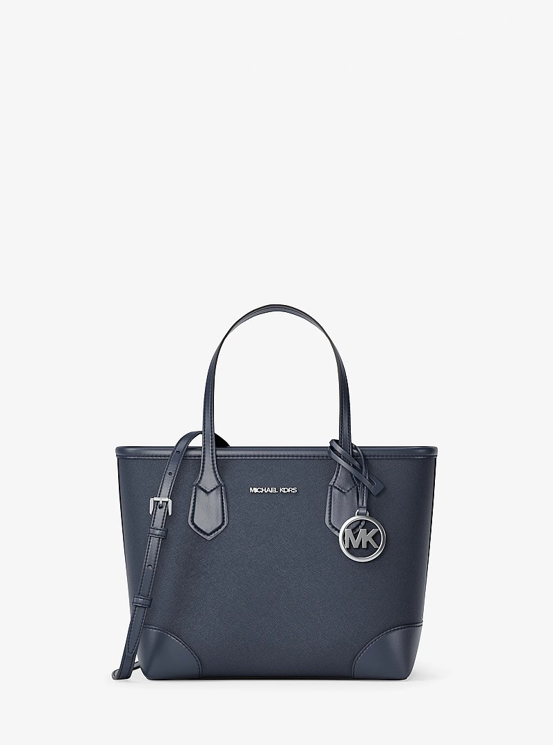 Eva Extra-Small Saffiano Leather Convertible Tote Bag in NAVY | Michael Kors