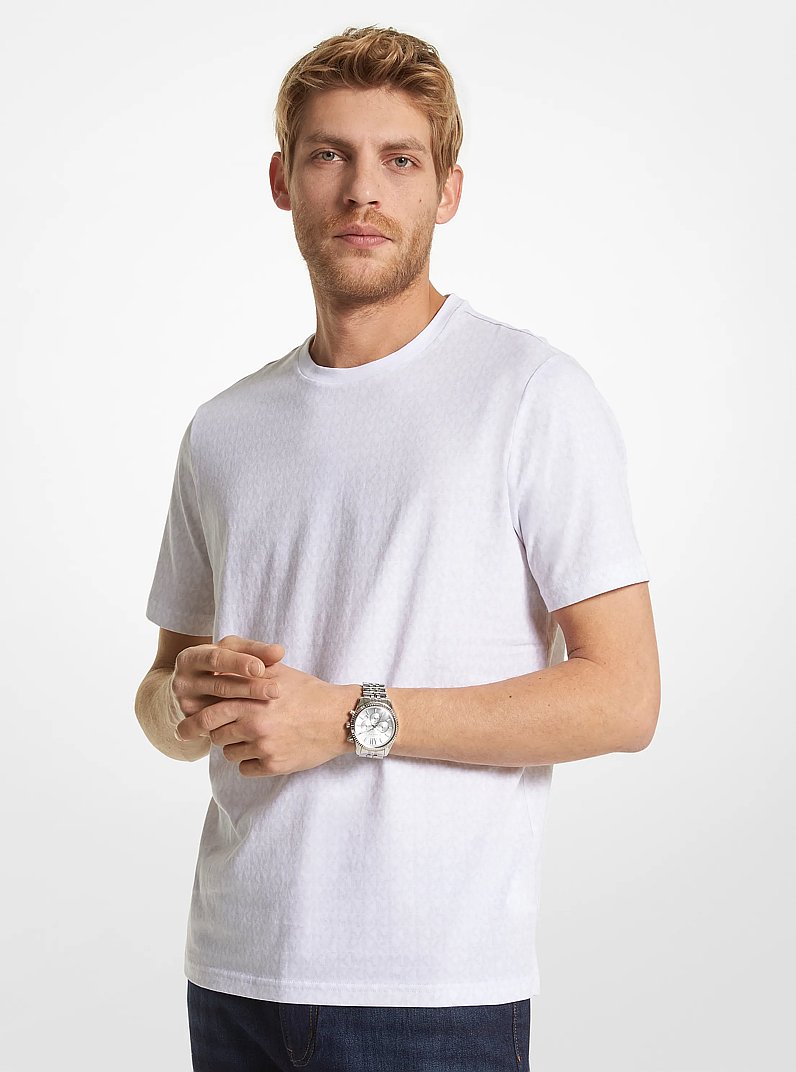 T-shirt in cotone con logo in BIANCO | Michael Kors