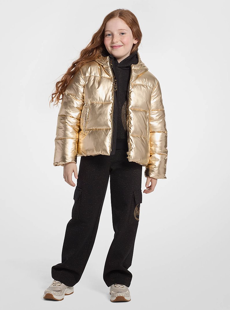 Quilted Metallic Puffer Jacket in GOLD | Michael Kors