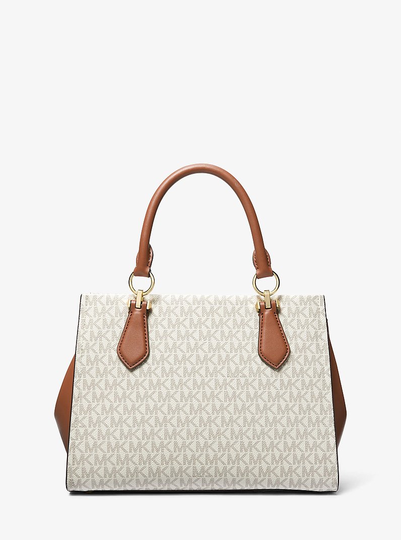 Henkeltasche Marilyn Medium mit Logo und Streifen in VANILLE/LUGGAGE | Michael Kors