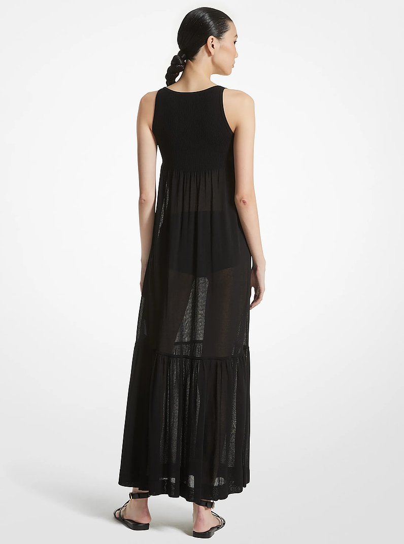 Tulle Viscose Blend Tiered Dress in BLACK | Michael Kors
