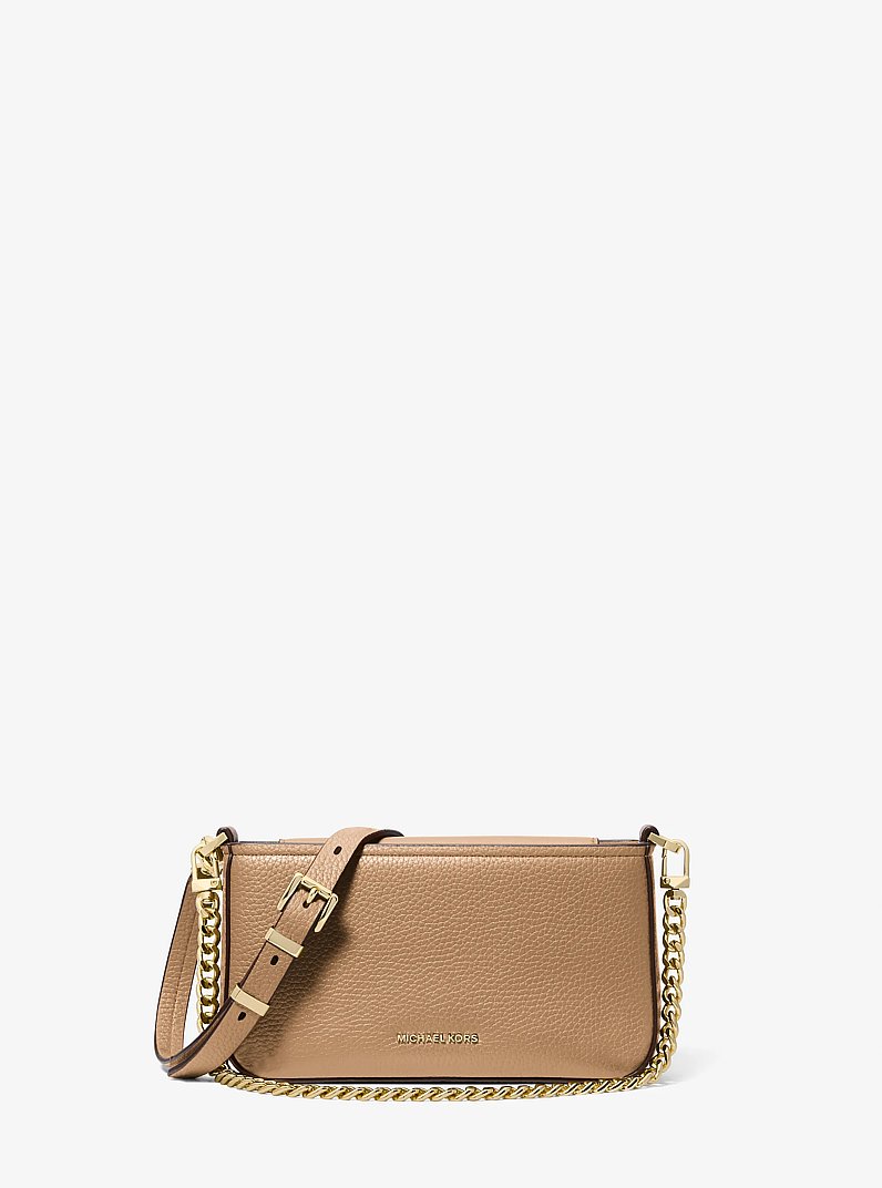 Bryant Small Pebbled Leather Convertible Pochette in HUSK | Michael Kors