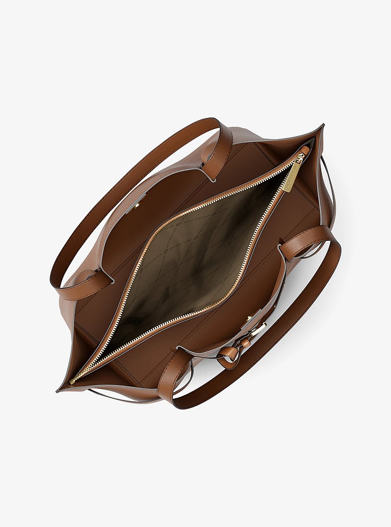 Emilia Large Pebbled Leather Tote Bag in LUGGAGE | Michael Kors