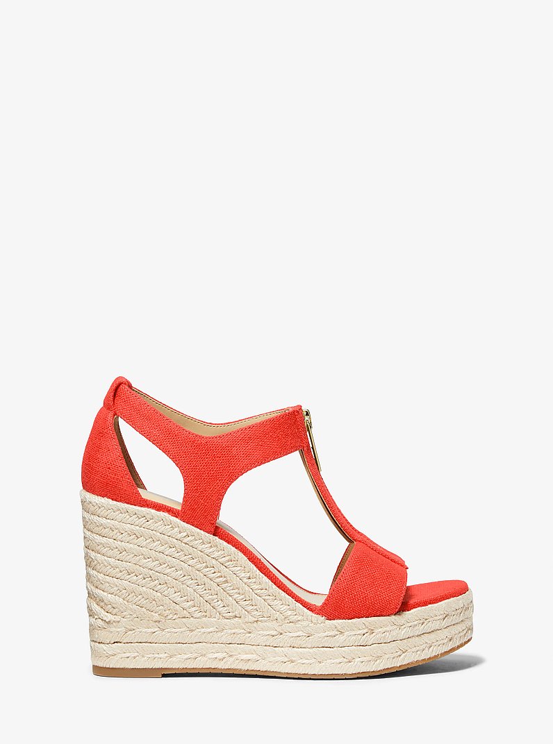 Berkley Canvas Wedge Sandal in SPICED CORAL | Michael Kors
