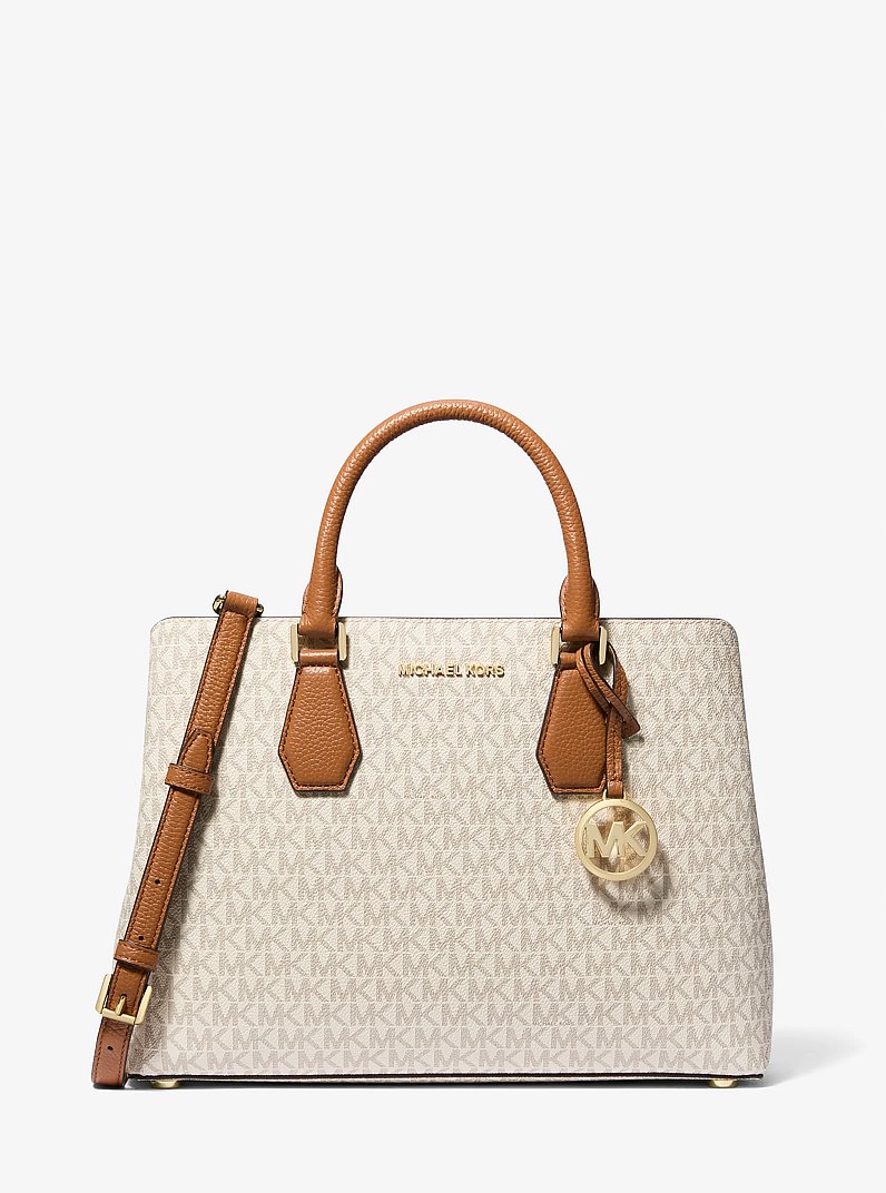 Henkeltasche Camille Large aus Leder mit Logomuster in VANILLE | Michael Kors