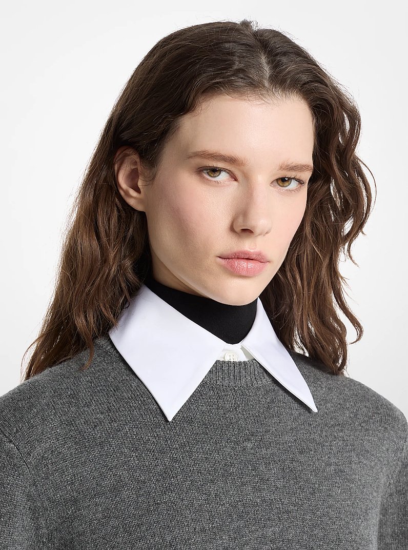 Cuello falso de popelina de algod&oacute;n in BLANCO INTENSO | Michael Kors