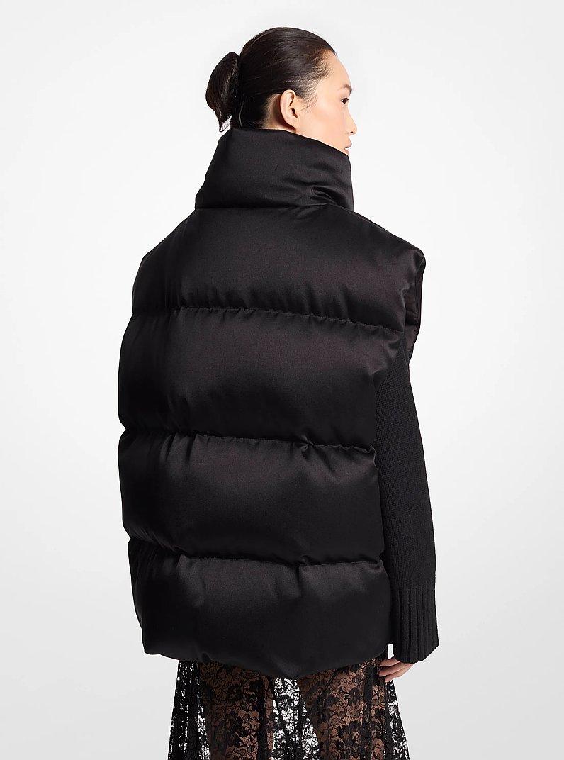 Duchesse Satin Puffer Vest in BLACK | Michael Kors