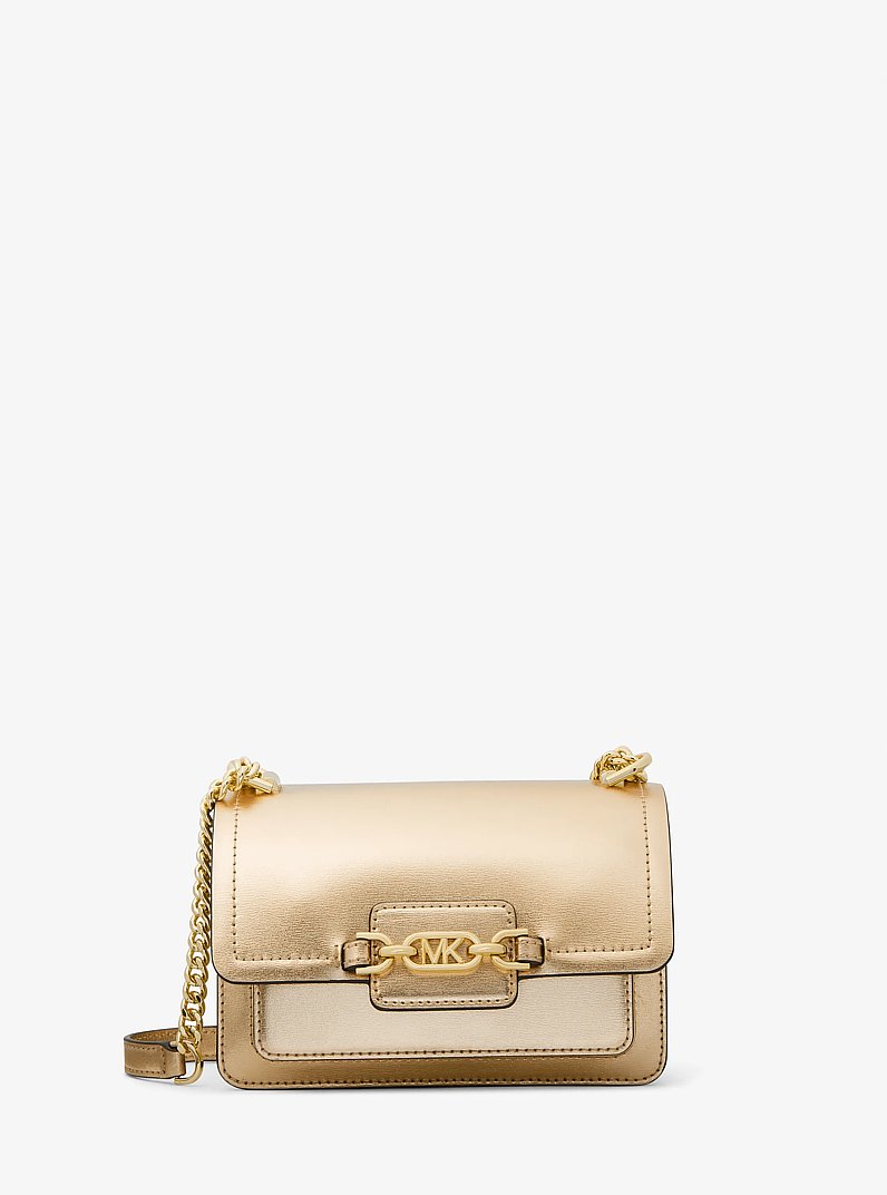 Heather Extra-Small Metallic Leather Crossbody Bag in PALE GOLD | Michael Kors