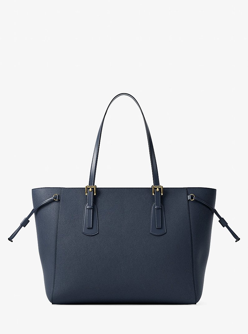 Voyager Large Saffiano Leather Tote Bag in NAVY | Michael Kors