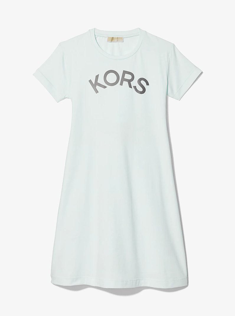 Stretch Cotton Logo T-Shirt Dress in AQUA | Michael Kors