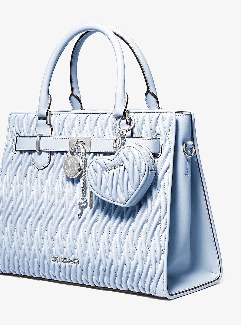 Jet Set Travel Matelass&eacute; Heart Coin Pouch in PALE OCEAN | Michael Kors