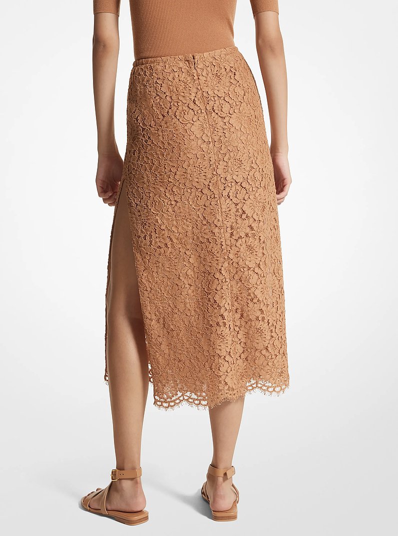 Jupe fendue en dentelle tress&eacute;e fleurie in H&Acirc;L&Eacute; | Michael Kors