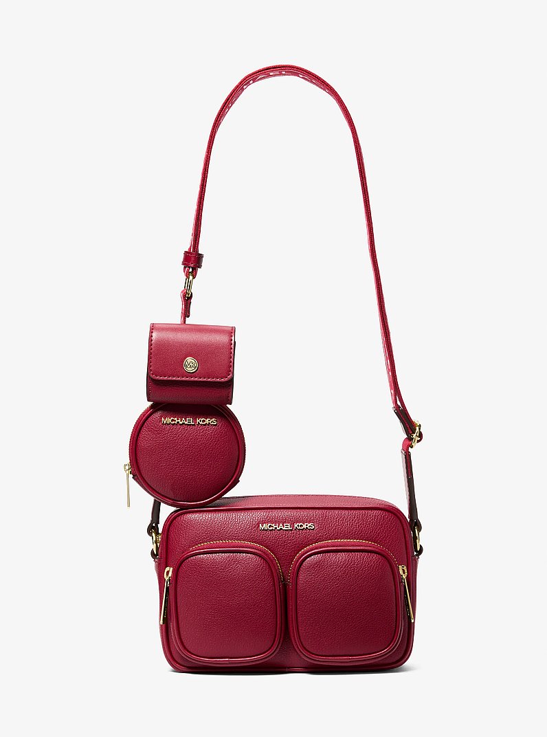 Bolso messenger Jet Set Travel mediano de piel in CEREZA | Michael Kors