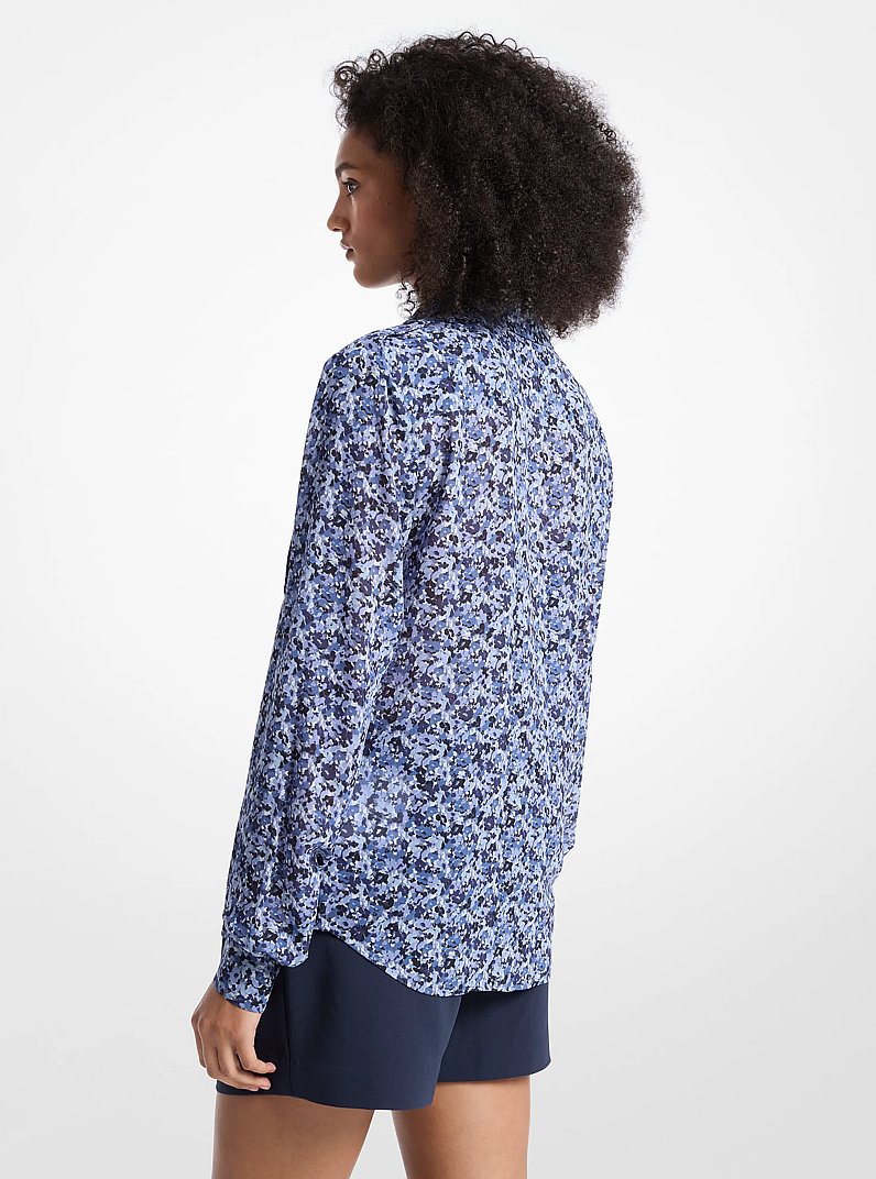 Blusa de georgette con estampado floral in AZUL OSCURO | Michael Kors