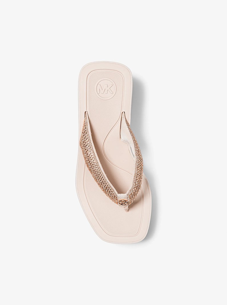 Chandler Embellished Glitter Chain Mesh Platform Sandal in ROSE GOLD | Michael Kors
