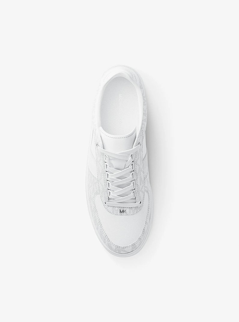 Brady Signature Logo and Leather Sneaker in BRIGHT WHT | Michael Kors