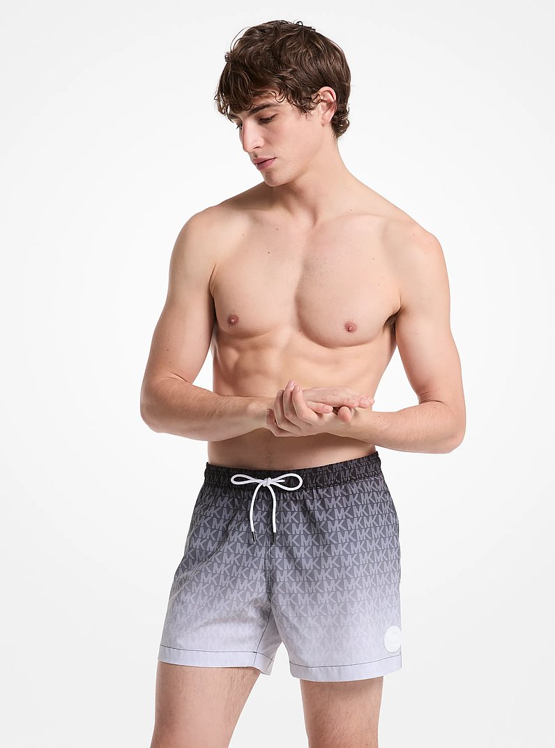 Ombr&eacute; Signature Logo Swim Trunks in BLACK | Michael Kors